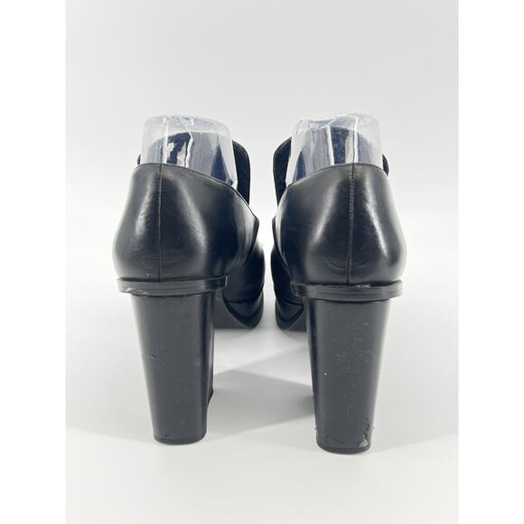 Zara Woman Black Leather Square Toe Platform Heeled Loafers Size 39 - Picture 4 of 9